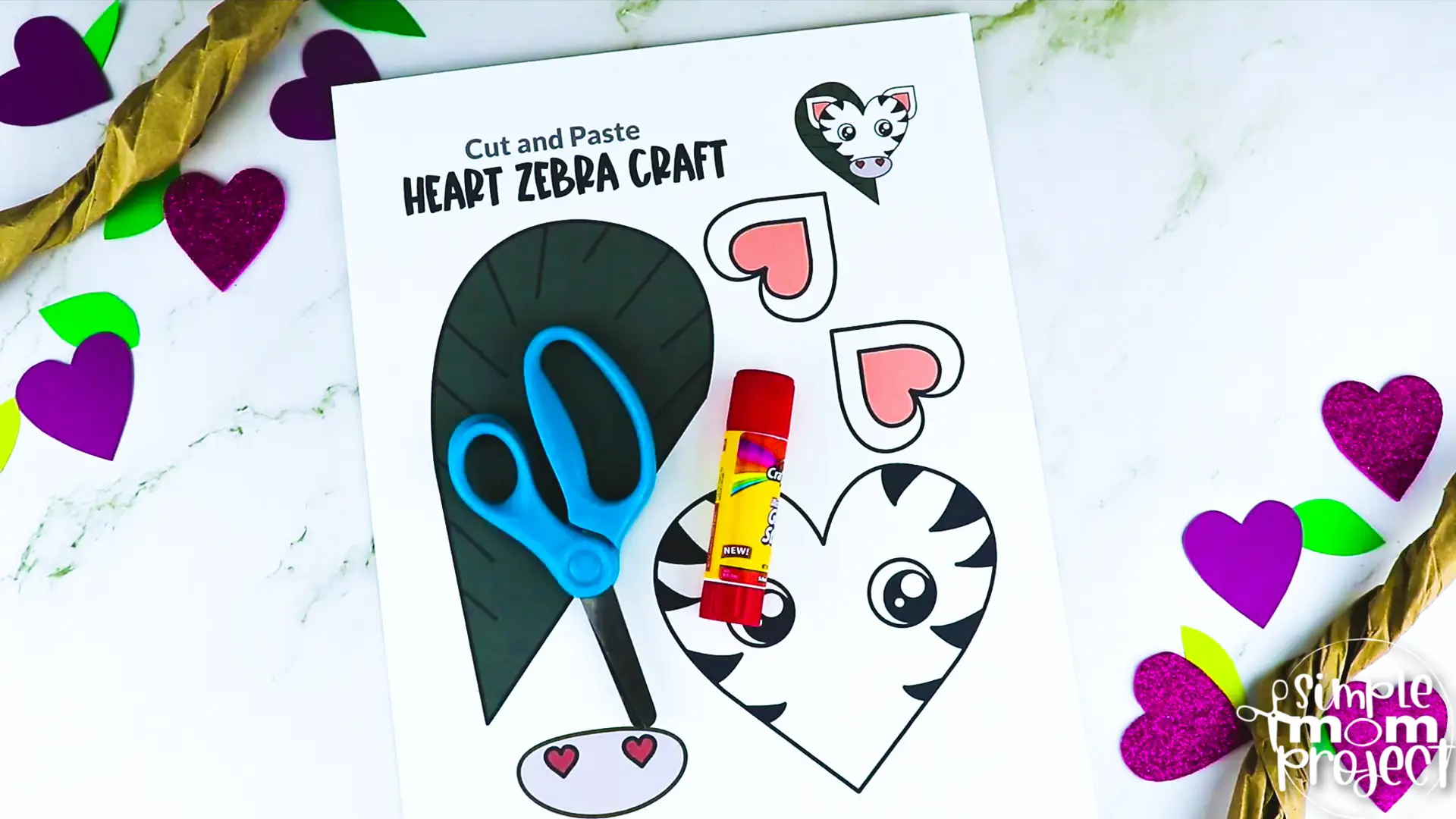 Printable Heart Zebra Craft for Kids, Preschool, Toddlers, kindergarten 3
