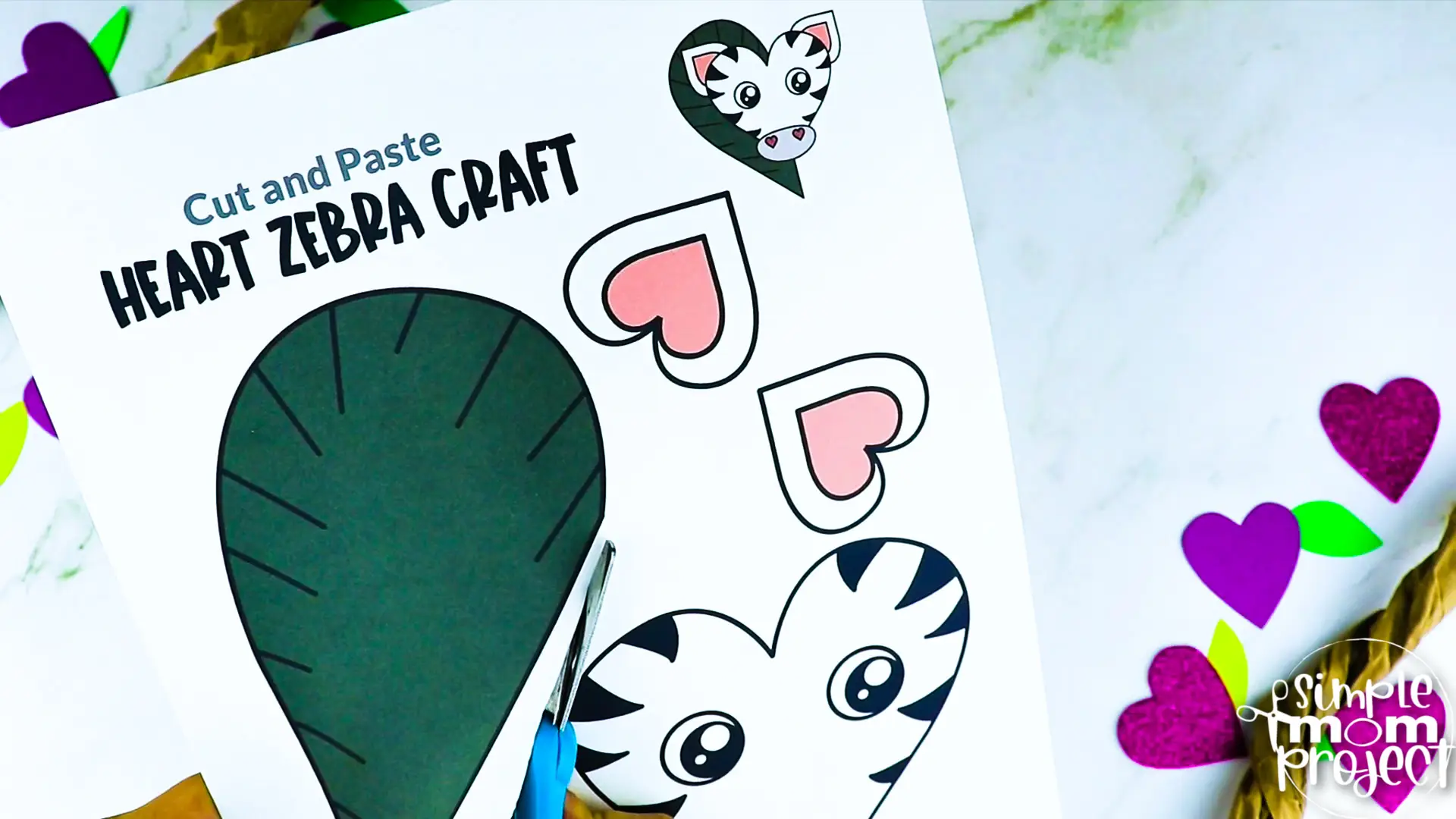 Printable Heart Zebra Craft for Kids, Preschool, Toddlers, kindergarten 4