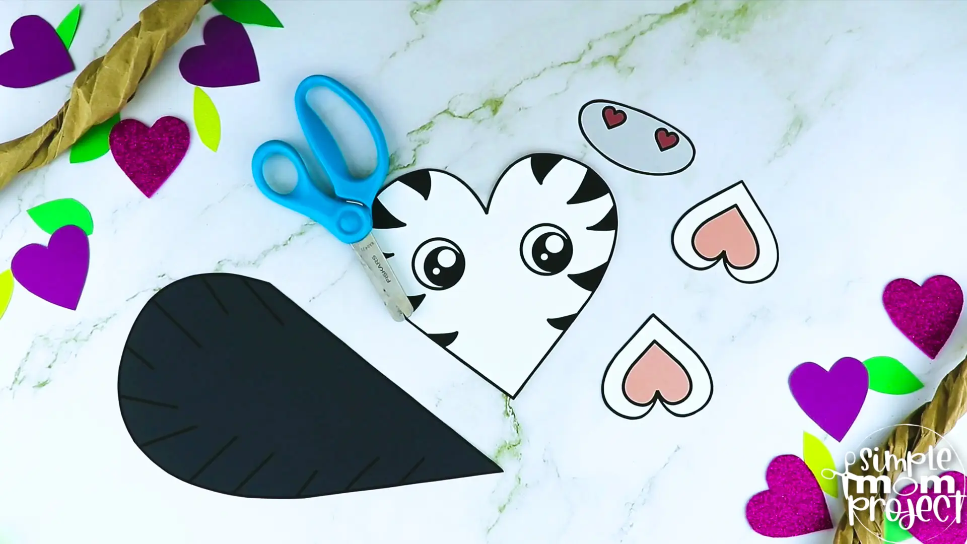 Printable Heart Zebra Craft for Kids, Preschool, Toddlers, kindergarten 5