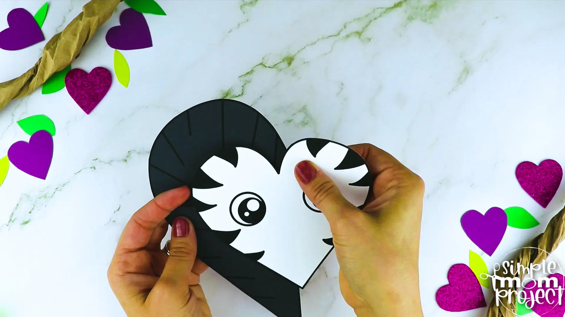 Printable Heart Zebra Craft for Kids, Preschool, Toddlers, kindergarten 6