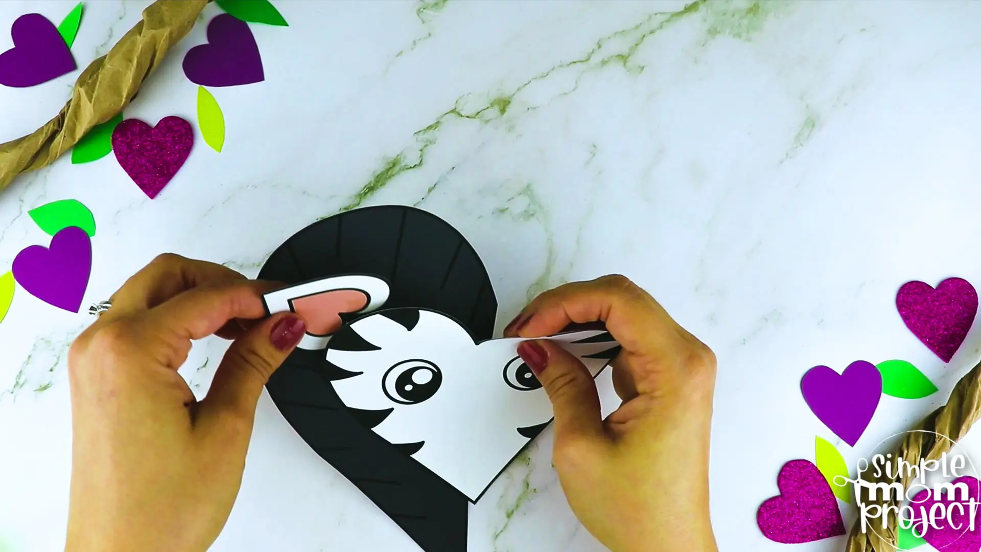 Printable Heart Zebra Craft for Kids, Preschool, Toddlers, kindergarten 7