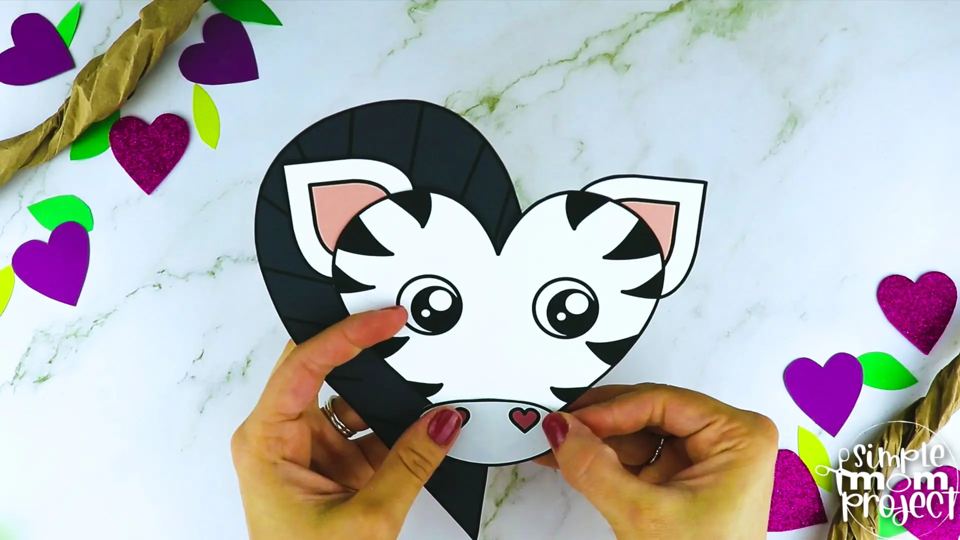 Printable Heart Zebra Craft for Kids, Preschool, Toddlers, kindergarten 9