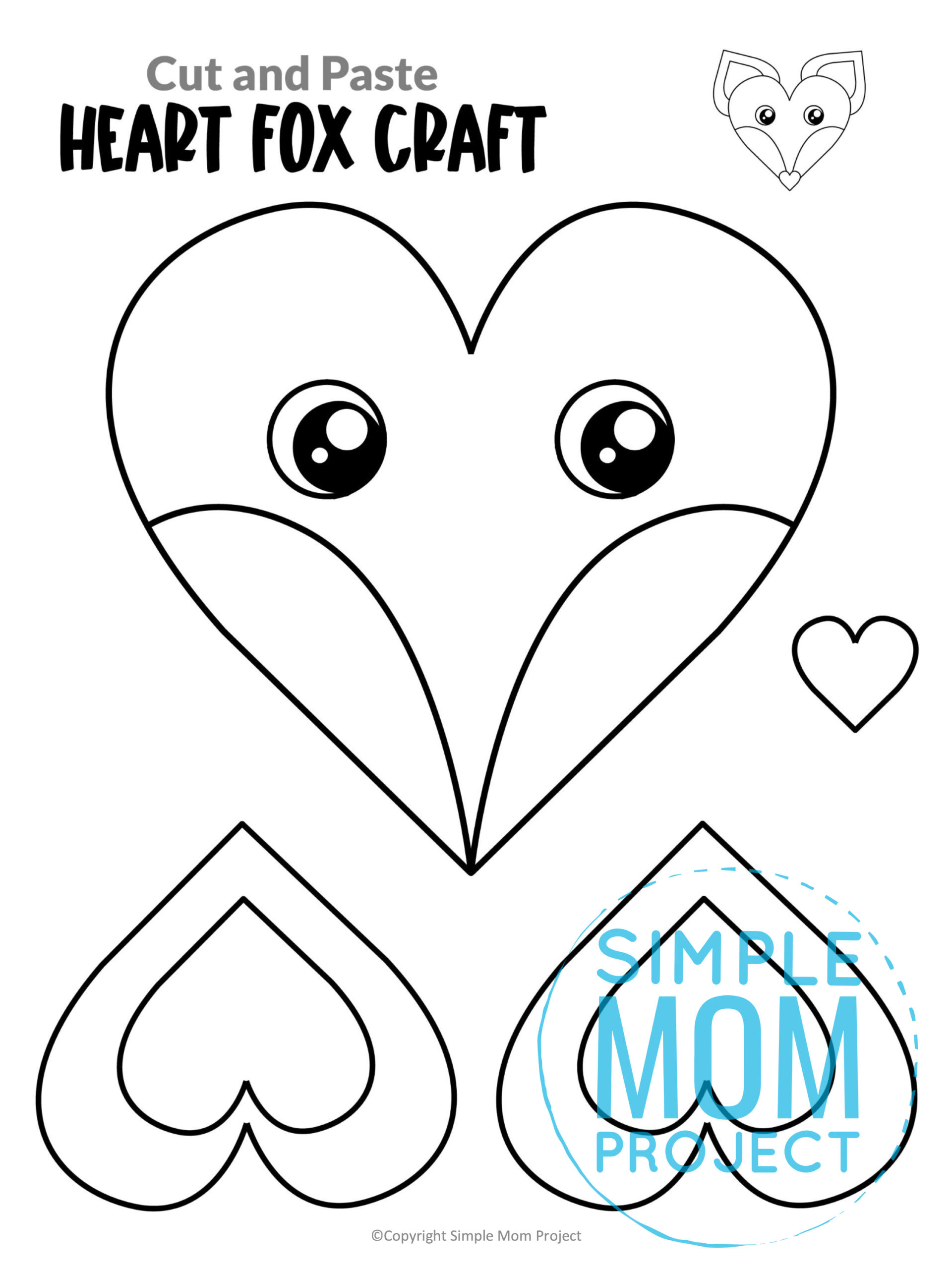 Printable Heart Fox Craft Template – Simple Mom Project