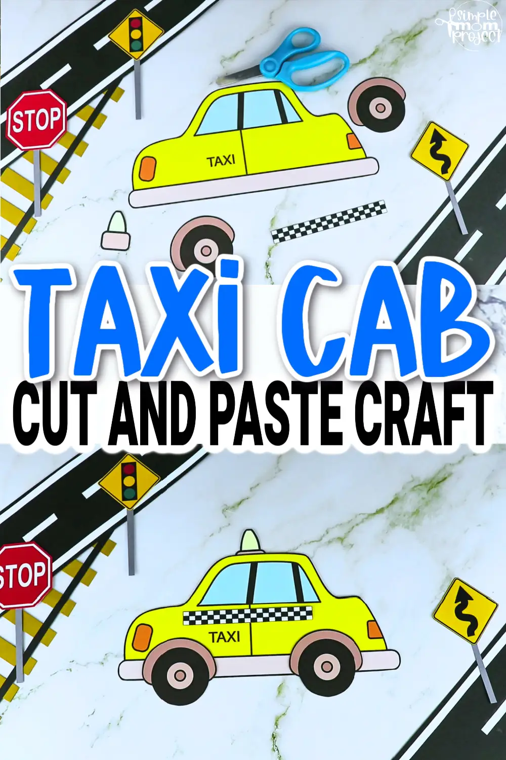 Printable Taxi Cab Craft Transportation Vehicle Template for Kids, Preschool, Toddlers, Kindergarten 1