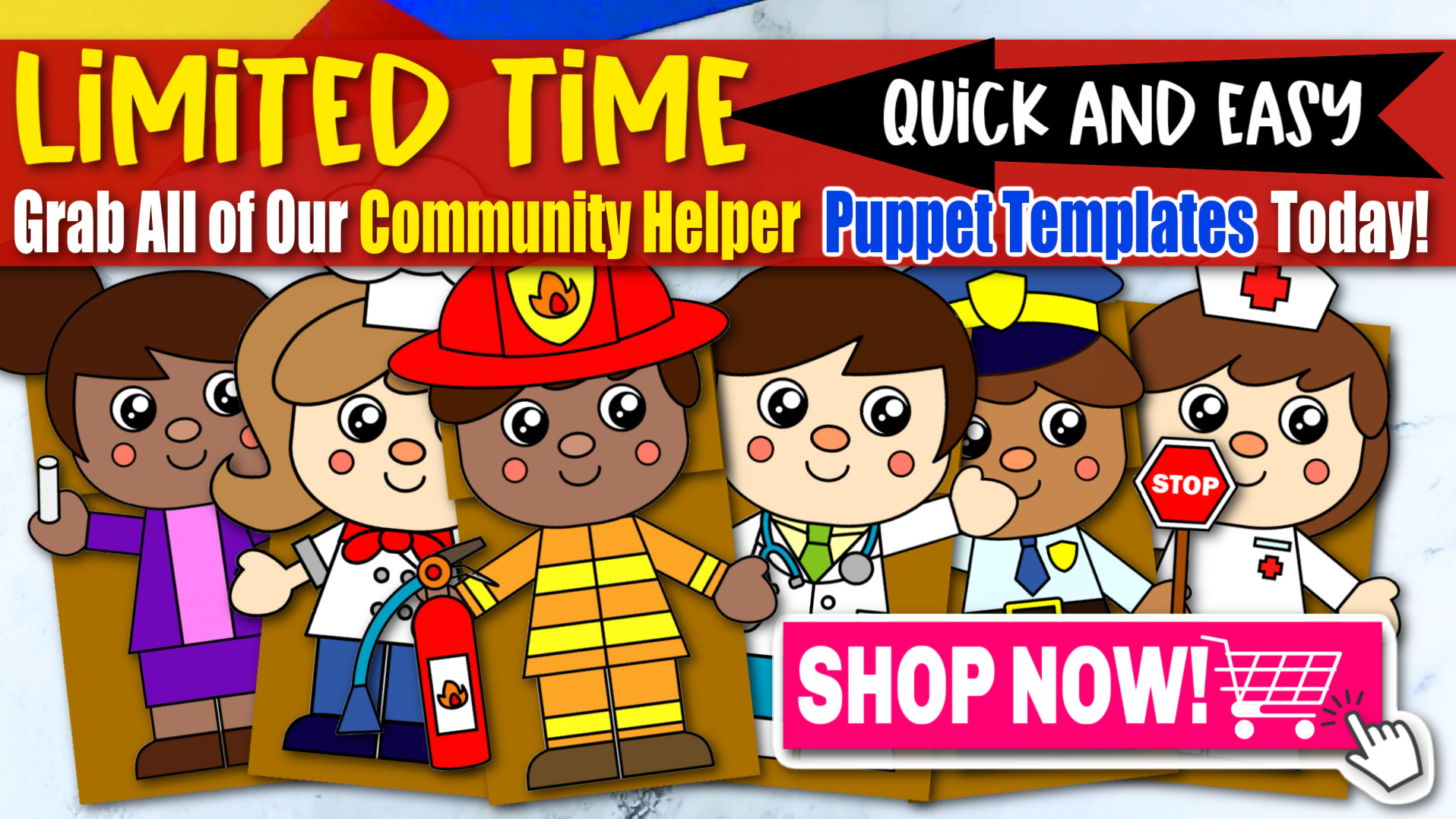 Printable Community Helper Paper Bag Puppet Crafts for Kids Preschool Kindergarten Toddlers 1