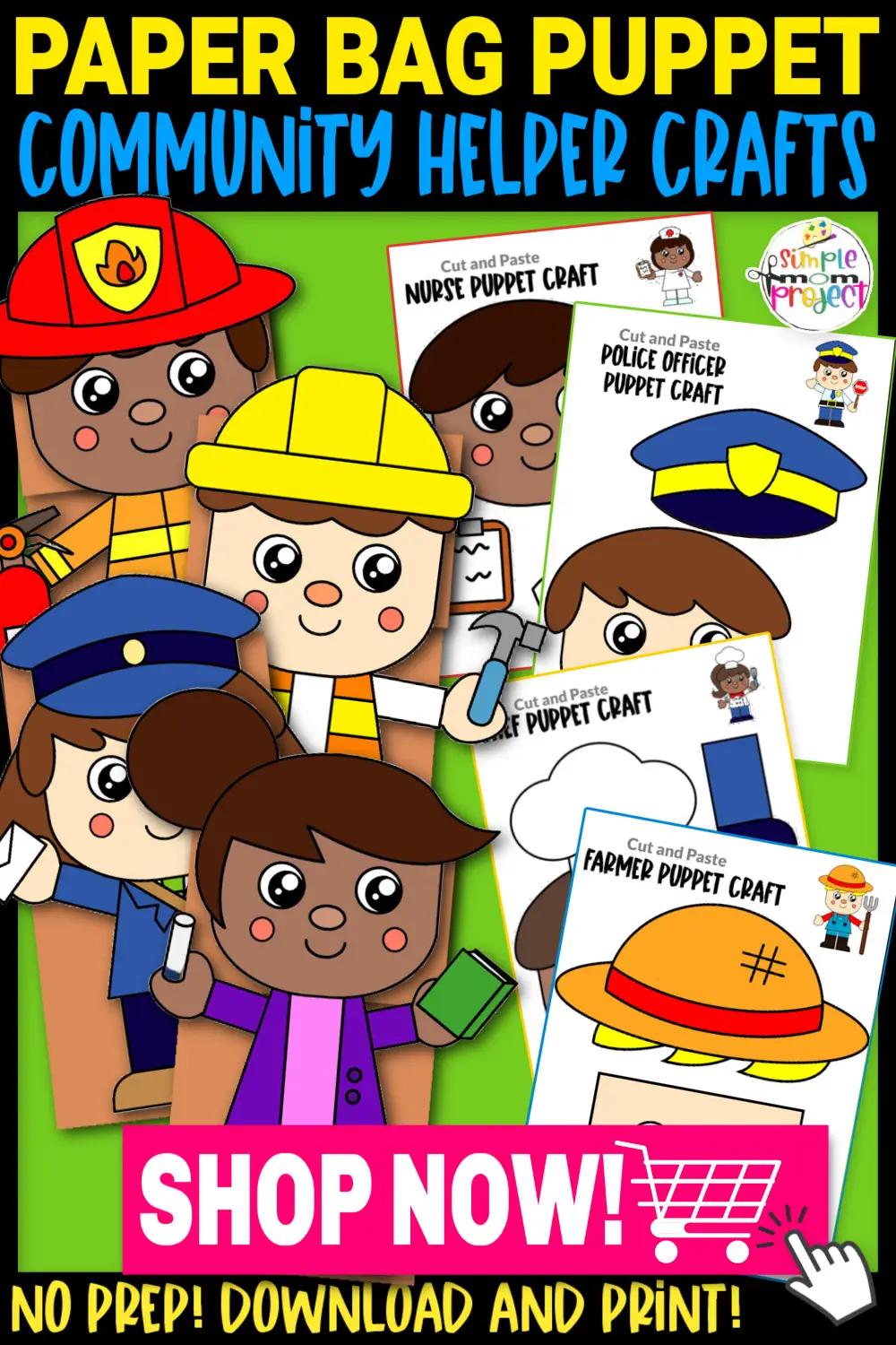 Printable Community Helper Paper Bag Puppet Crafts for Kids Preschool Kindergarten Toddlers 4