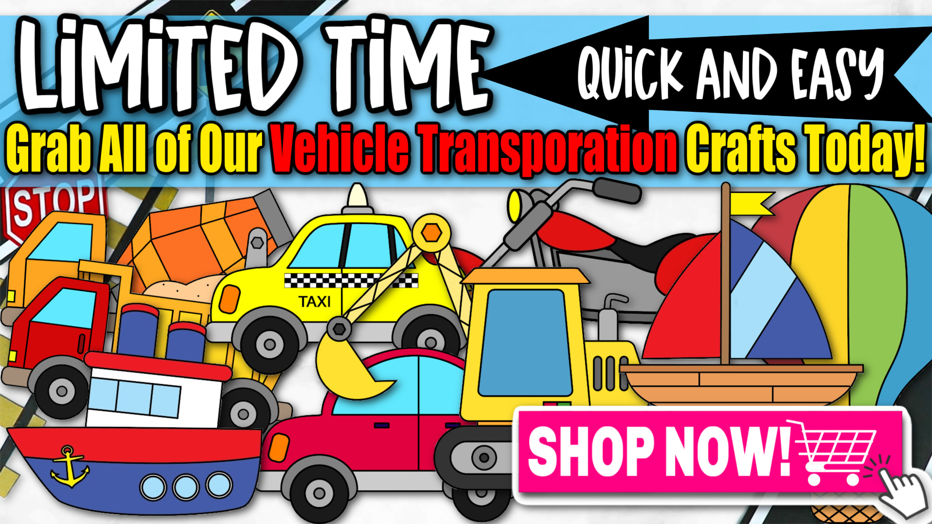 Printable Vehicle Transportation Car Crafts for Kids Preschool Toddler Kindergarten School 3