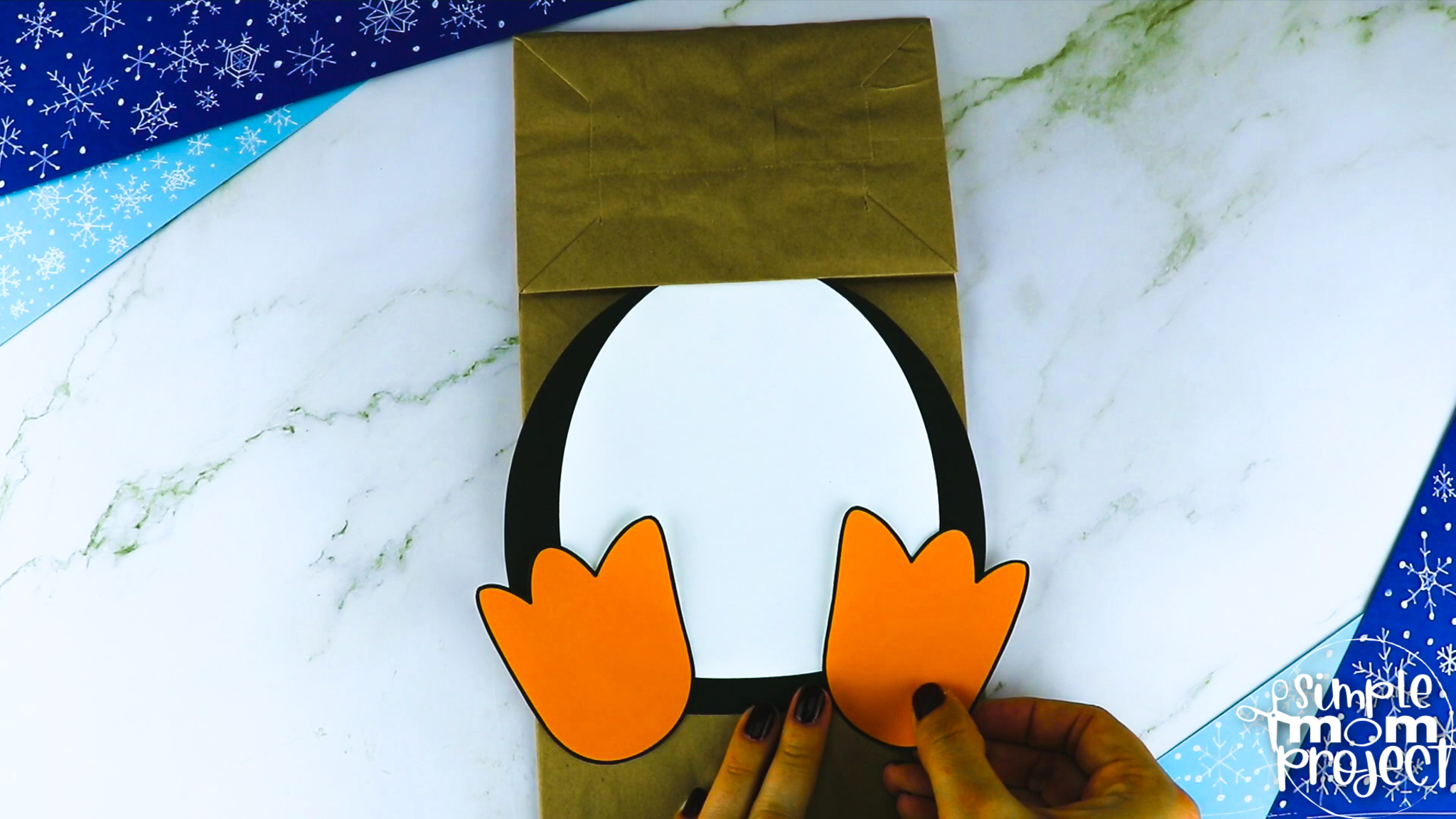 Printable Penguin Paper Bag Puppet Craft for Kids, Preschoolers, Toddlers, kindergarten elementary penguin crafts winter crafts