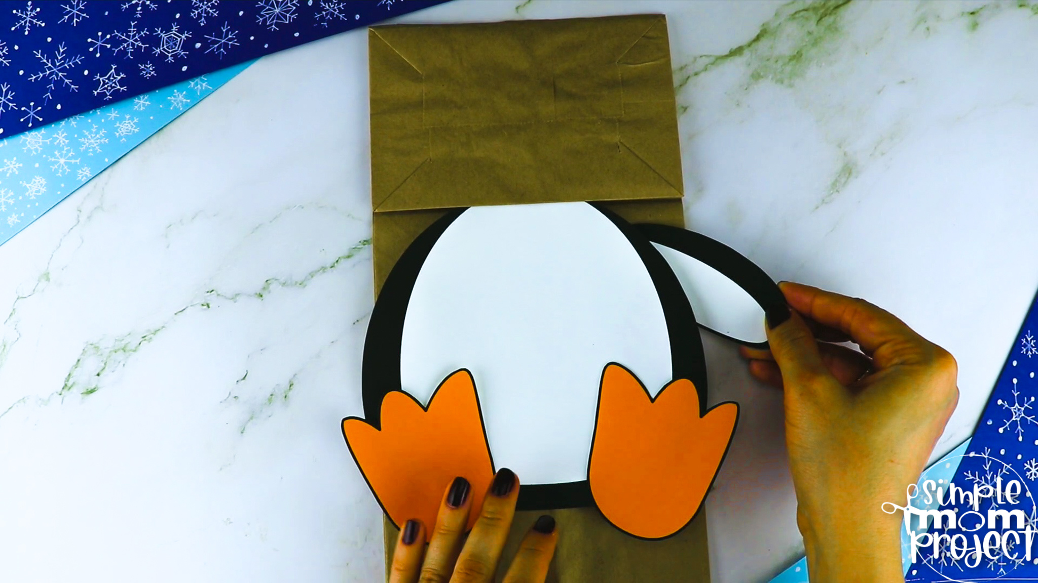 Printable Penguin Paper Bag Puppet Craft for Kids, Preschoolers, Toddlers, kindergarten elementary penguin crafts winter crafts