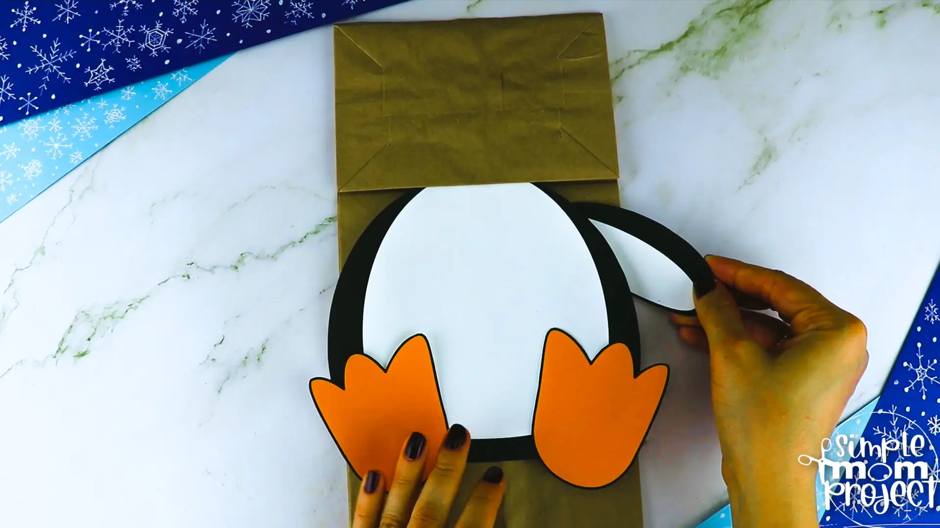 Printable Penguin Paper Bag Puppet Craft for Kids, Preschoolers, Toddlers, kindergarten elementary penguin crafts winter crafts