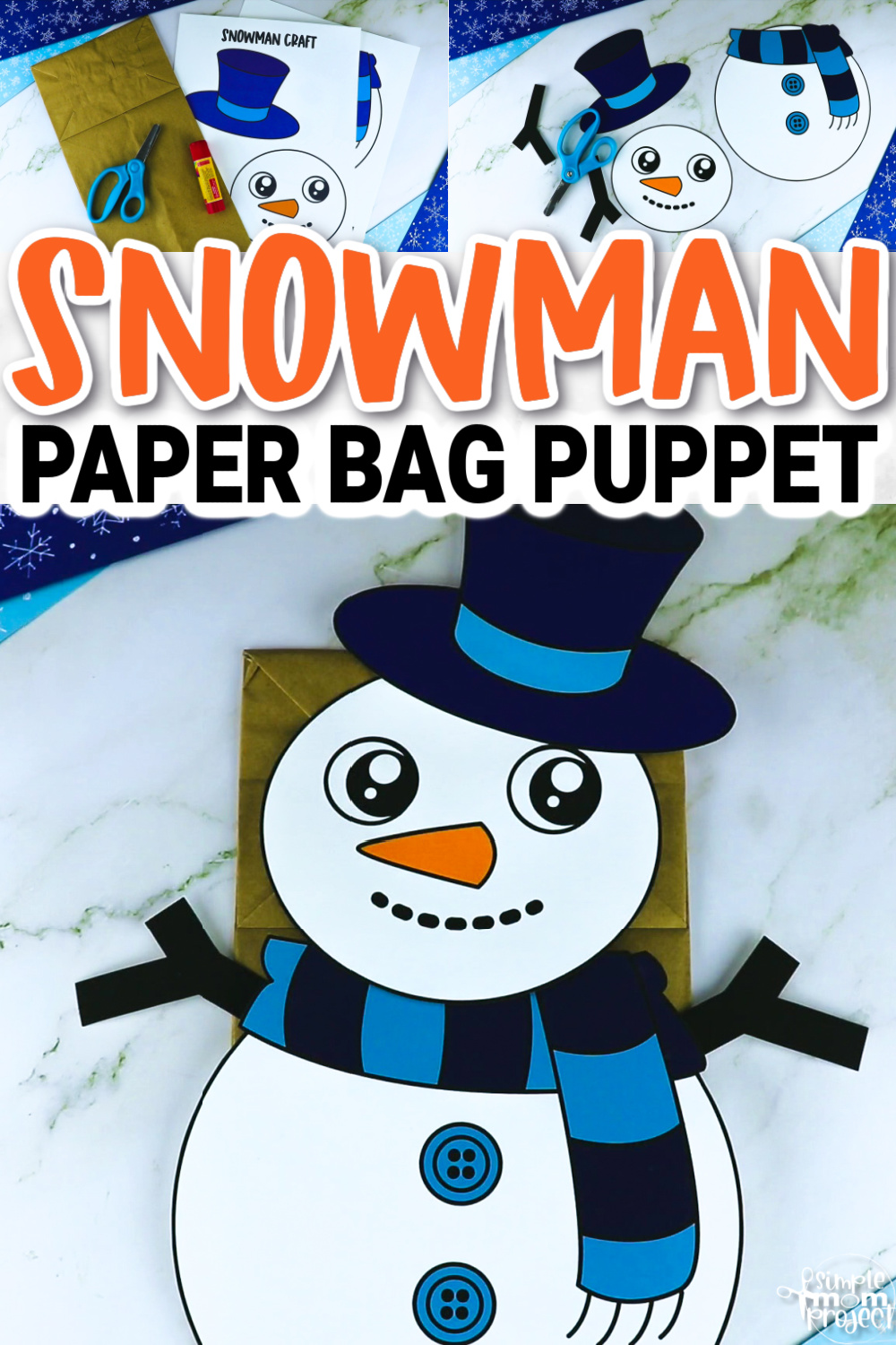 Snowman Paper Bag Puppet Template