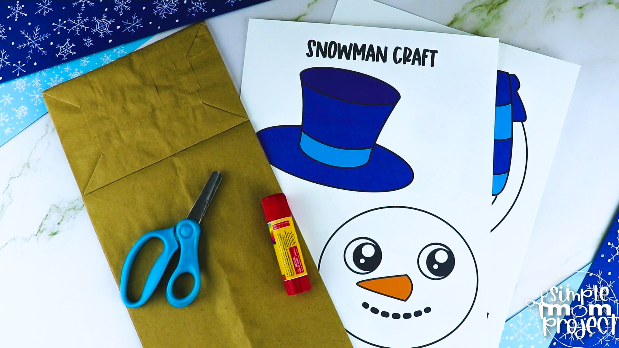 Snowman Craft (with FREE Template) • In the Bag Kids' Crafts