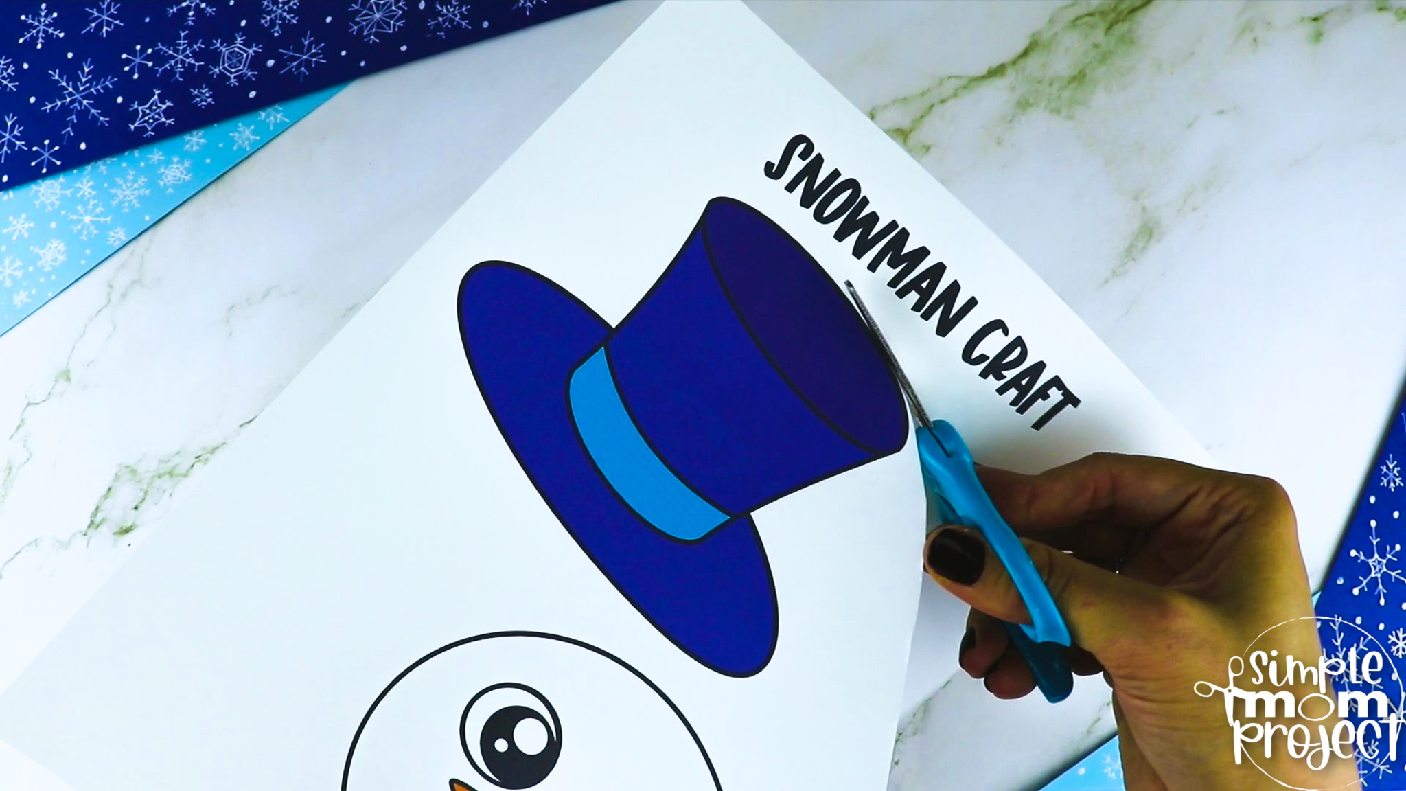 Printable Snowman Paper Bag Puppet Craft for Kids, Preschoolers, Toddlers, kindergarten elementary snowman crafts winter crafts
