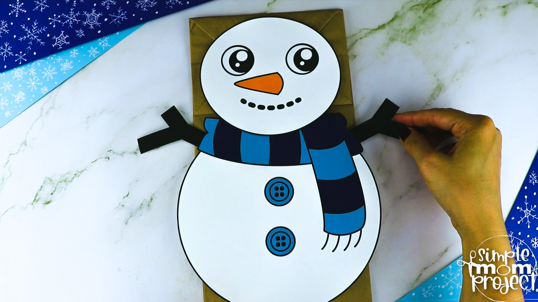 Printable Snowman Paper Bag Puppet Template Simple Mom Project