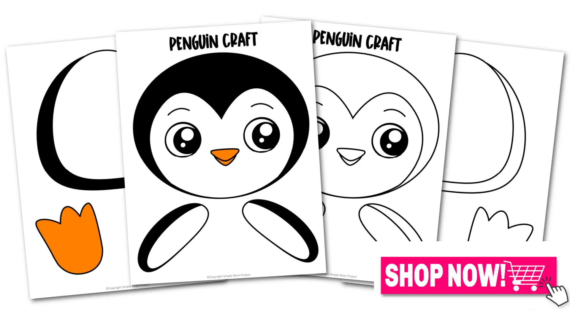 Printable Penguin Paper Bag Puppet Craft for Kids, Preschoolers, Toddlers, kindergarten elementary winter crafts