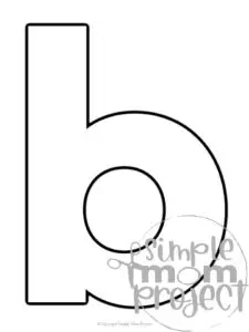 Printable lower case letter b template for letter b crafts for kindergarten, toddler, preschool, homeschool, alphabet crafts 1