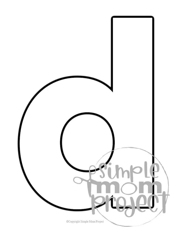 Printable lower case letter d template for letter d crafts for kindergarten, toddler, preschool, homeschool, alphabet crafts 1