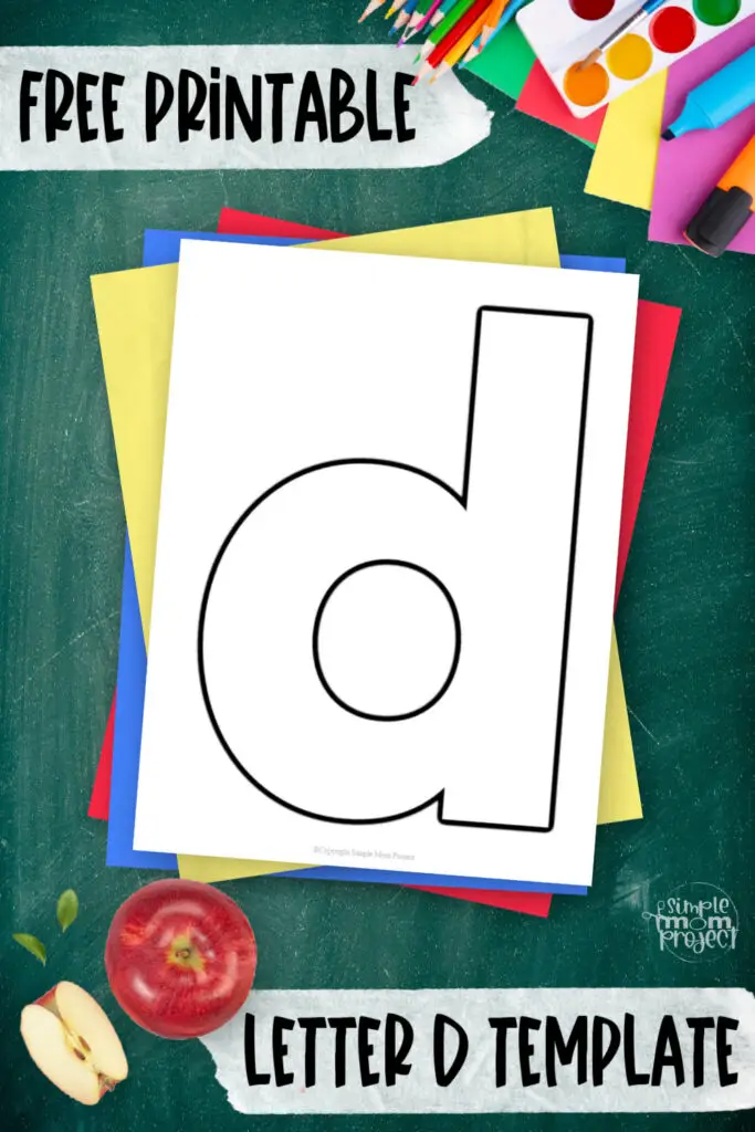 Are you looking for an easy and fun way to teach the lowercase letter d? Get this simple printable letter d template for your toddler, preschool or kindergarten kids. Use this printable lowercase letter d for coloring, tracing, stencil, decoration and crafts. Let your kids grab a few things that begin with the letter d like a dragon, dinosaur stuffed toy or eat a donut while working on this blank printable lowercase letter d template.