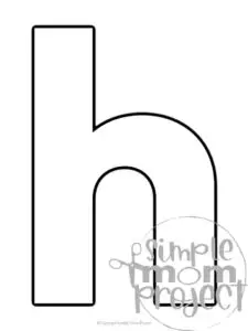 Printable lower case letter h template for letter h crafts for kindergarten, toddler, preschool, homeschool, alphabet crafts 1