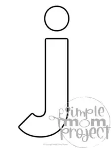 Printable lower case letter j template for letter j crafts for kindergarten, toddler, preschool, homeschool, alphabet crafts 1