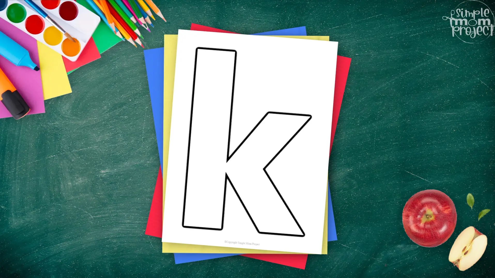 Printable lower case letter k template for letter k crafts for kindergarten, toddler, preschool, homeschool, alphabet crafts 2