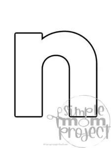 Printable lower case letter n template for letter n crafts for kindergarten, toddler, preschool, homeschool, alphabet crafts 1