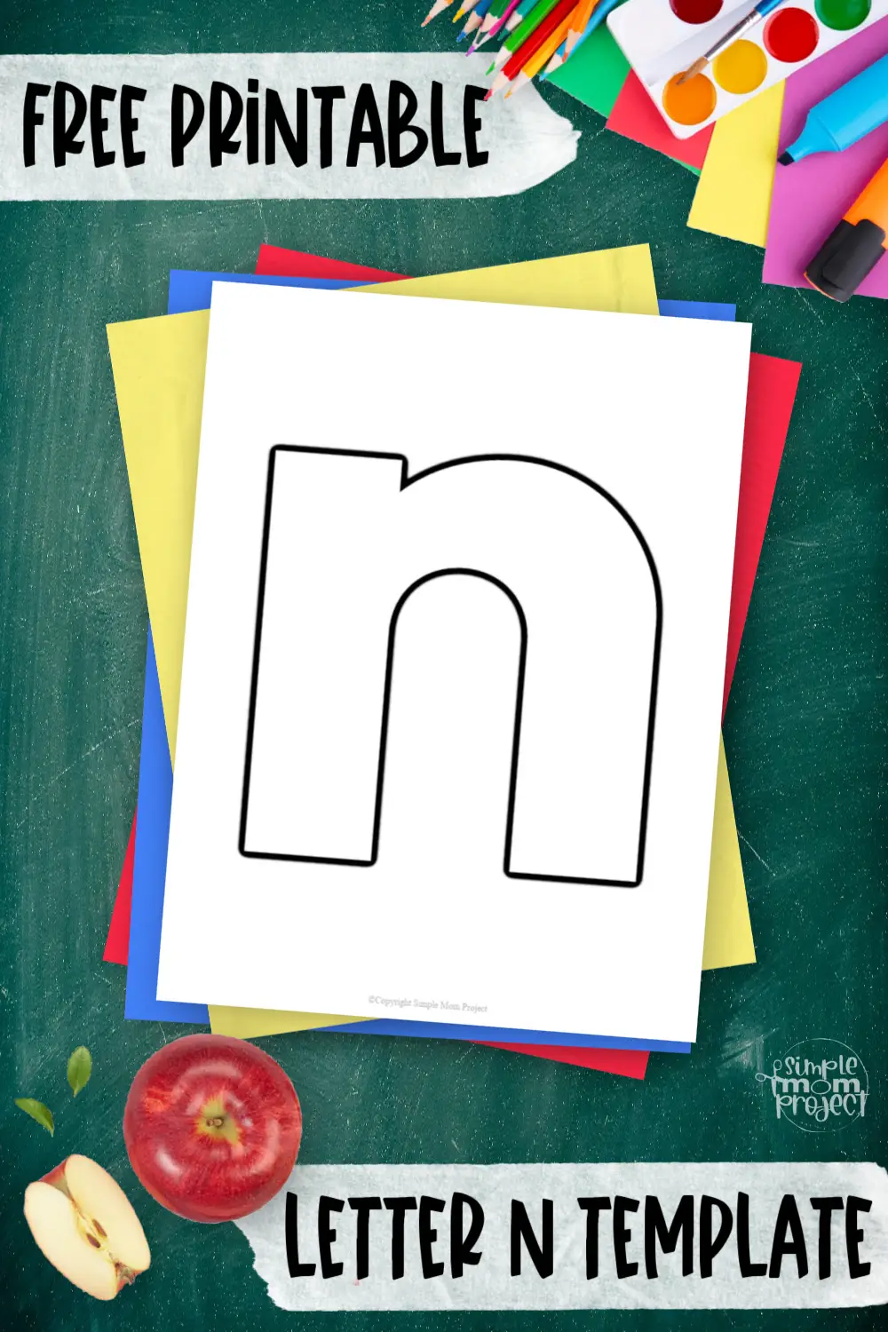 Printable lower case letter n template for letter n crafts for kindergarten, toddler, preschool, homeschool, alphabet crafts 3