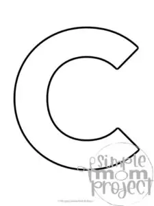 Printable upper case letter C template for letter C crafts for kindergarten, toddler, preschool, homeschool, alphabet crafts 1