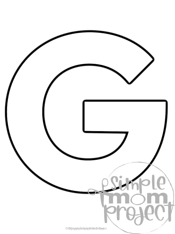 Printable upper case letter G template for letter G crafts for kindergarten, toddler, preschool, homeschool, alphabet crafts 1