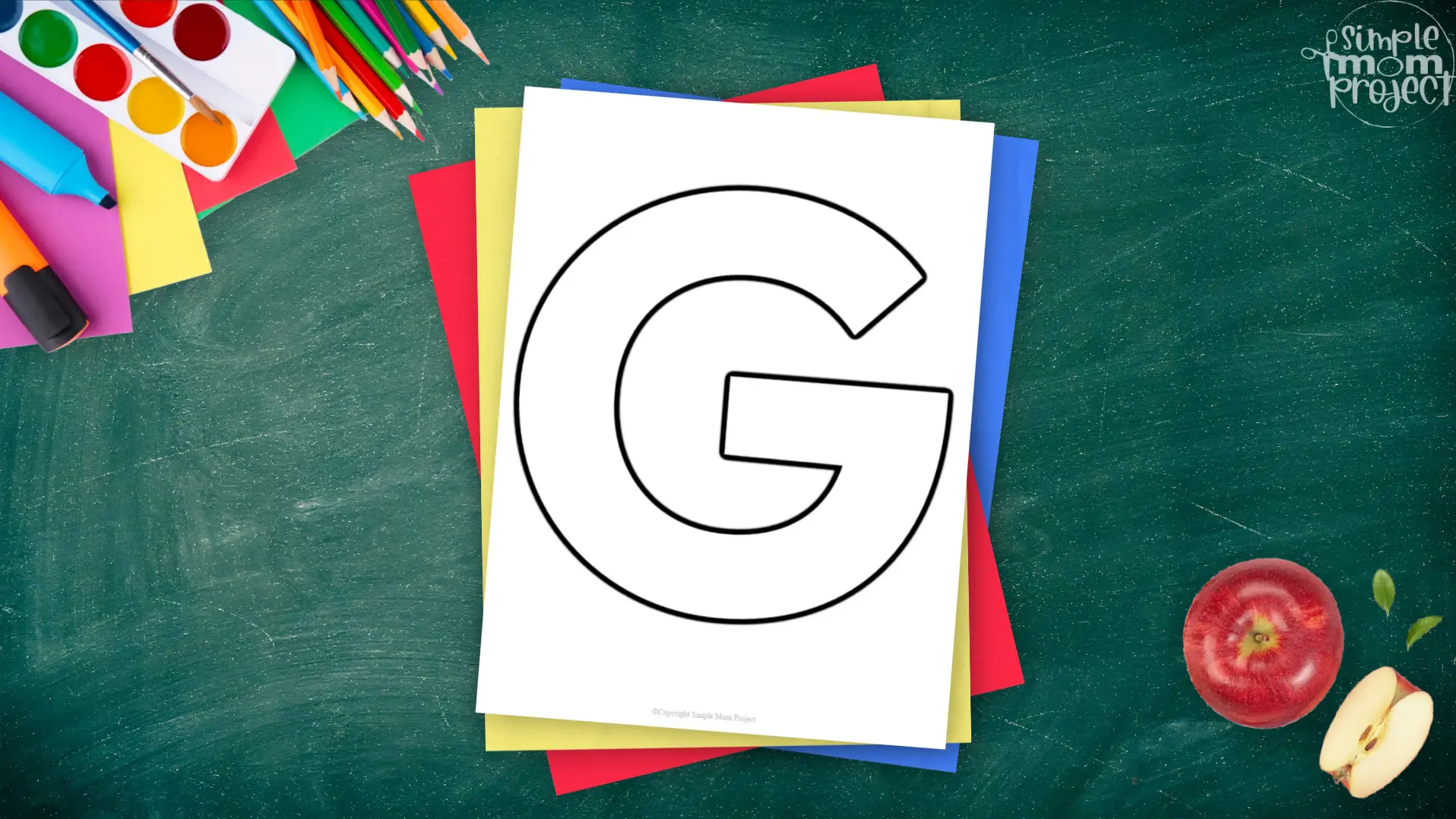 Printable upper case letter G template for letter G crafts for kindergarten, toddler, preschool, homeschool, alphabet crafts 2