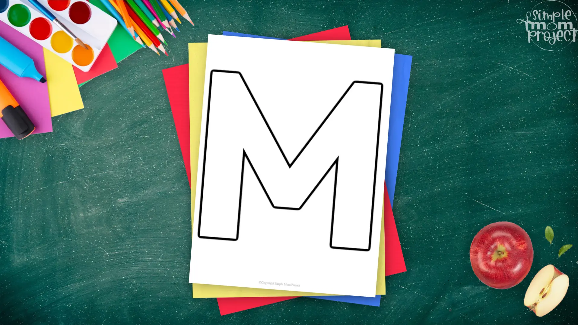 Printable upper case letter M template for letter M crafts for kindergarten, toddler, preschool, homeschool, alphabet crafts 2