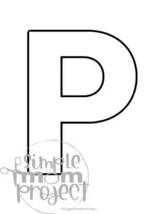 Printable upper case letter P template for letter P crafts for kindergarten, toddler, preschool, homeschool, alphabet crafts 1