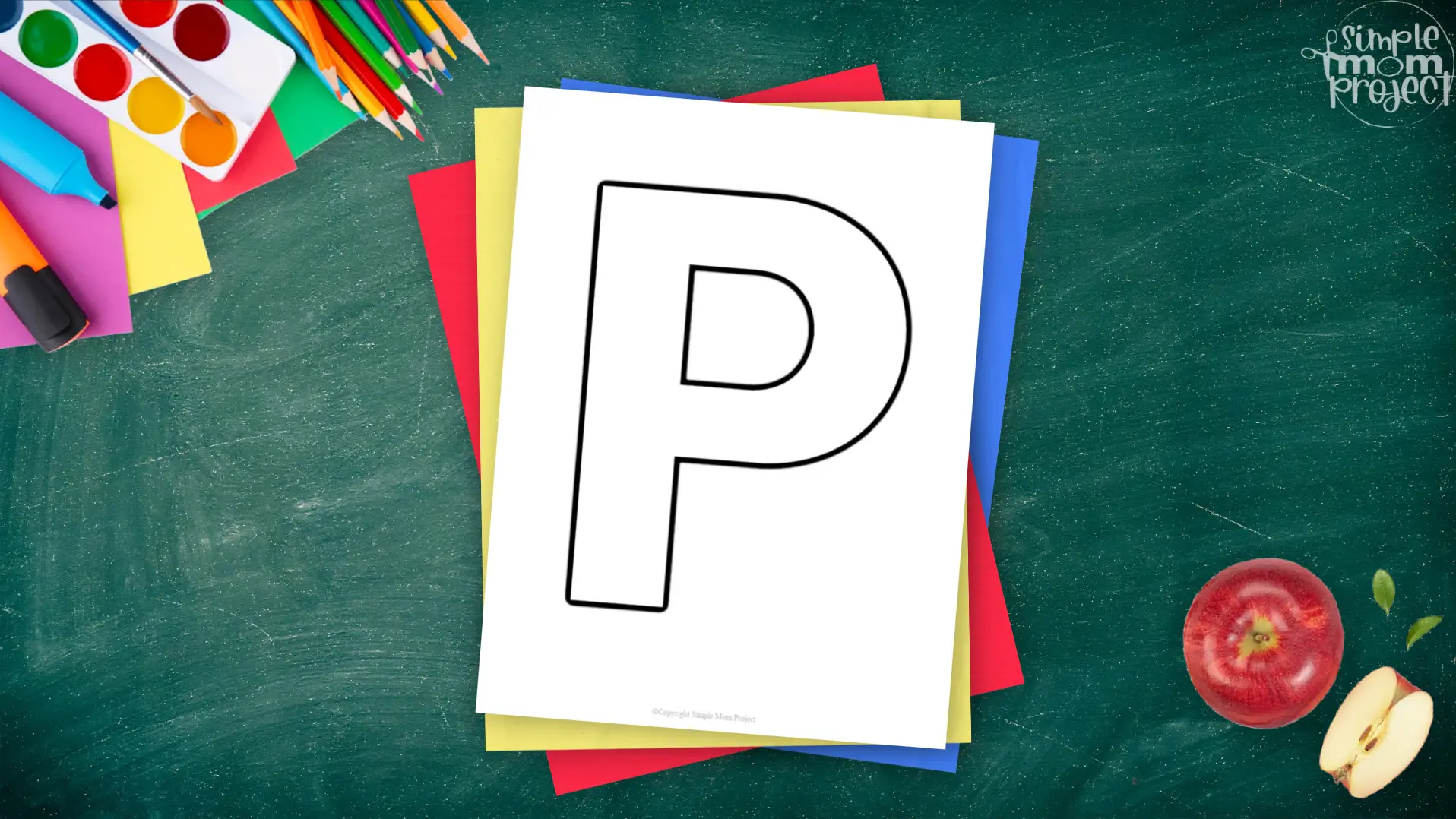Printable upper case letter P template for letter P crafts for kindergarten, toddler, preschool, homeschool, alphabet crafts 2