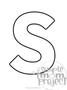 Printable upper case letter S template for letter S crafts for kindergarten, toddler, preschool, homeschool, alphabet crafts 1