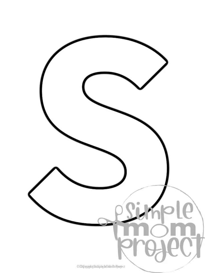 Printable upper case letter S template for letter S crafts for kindergarten, toddler, preschool, homeschool, alphabet crafts 1