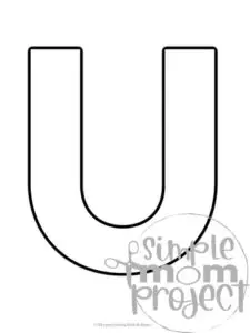 Printable upper case letter U template for letter U crafts for kindergarten, toddler, preschool, homeschool, alphabet crafts 1