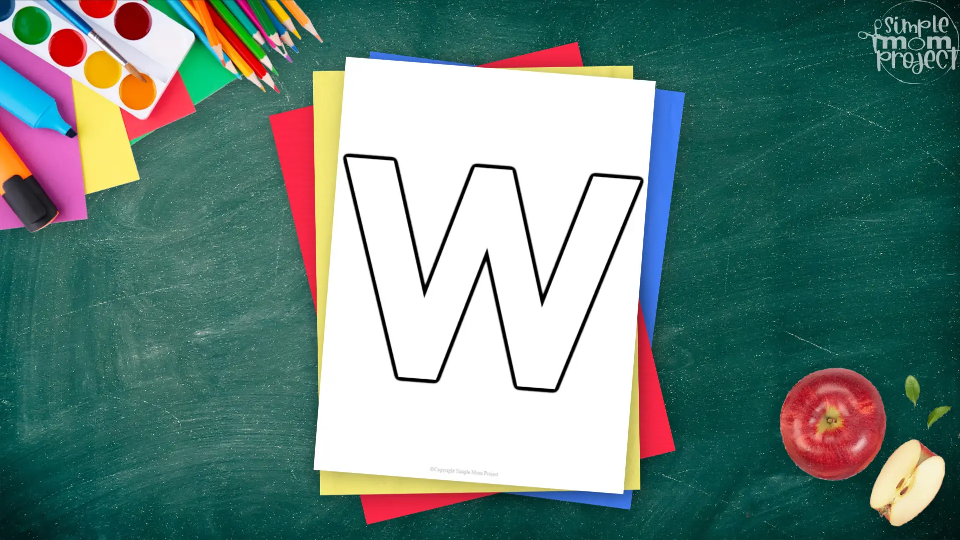 Printable upper case letter W template for letter W crafts for kindergarten, toddler, preschool, homeschool, alphabet crafts 2