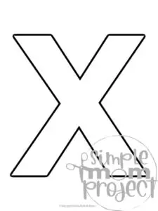 Printable upper case letter X template for letter X crafts for kindergarten, toddler, preschool, homeschool, alphabet crafts 1