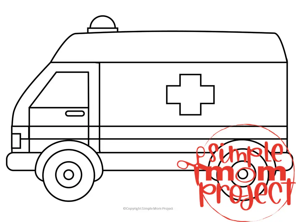 Printable Ambulance Template for Kids Community Helper Crafts Vehicle Crafts Transportation Crafts Elementary, Kindergarten, Preschool 1