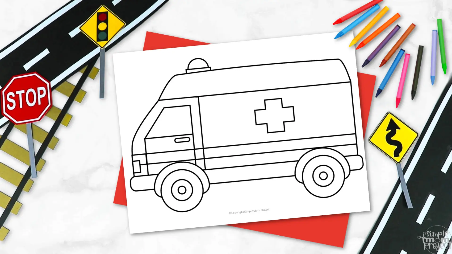 Printable Ambulance Template for Kids Community Helper Crafts Vehicle Crafts Transportation Crafts Elementary, Kindergarten, Preschool 2