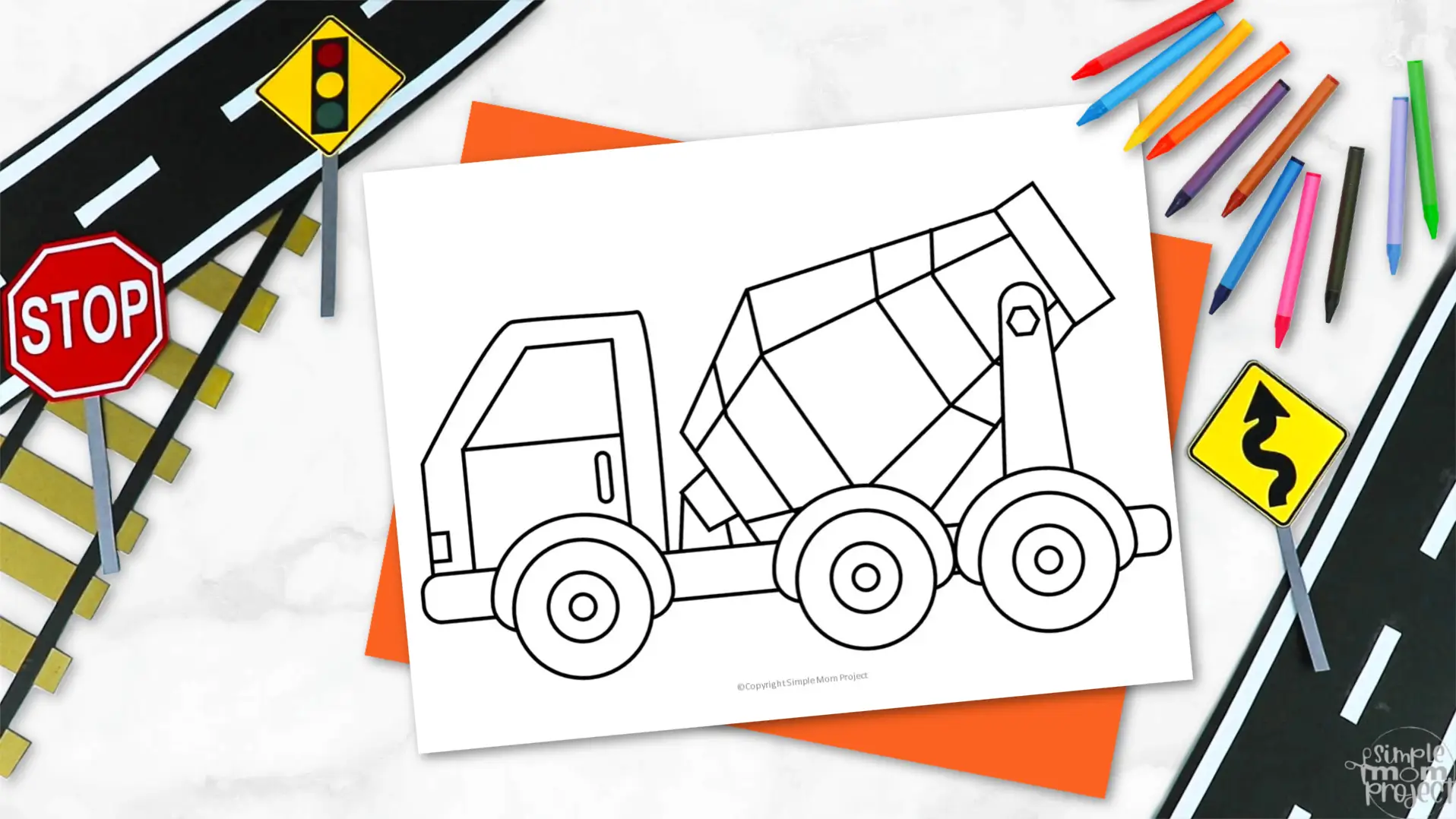 Printable Cement Template for Kids Community Helper Crafts Vehicle Crafts Transportation Crafts Elementary, Kindergarten, Preschool 2