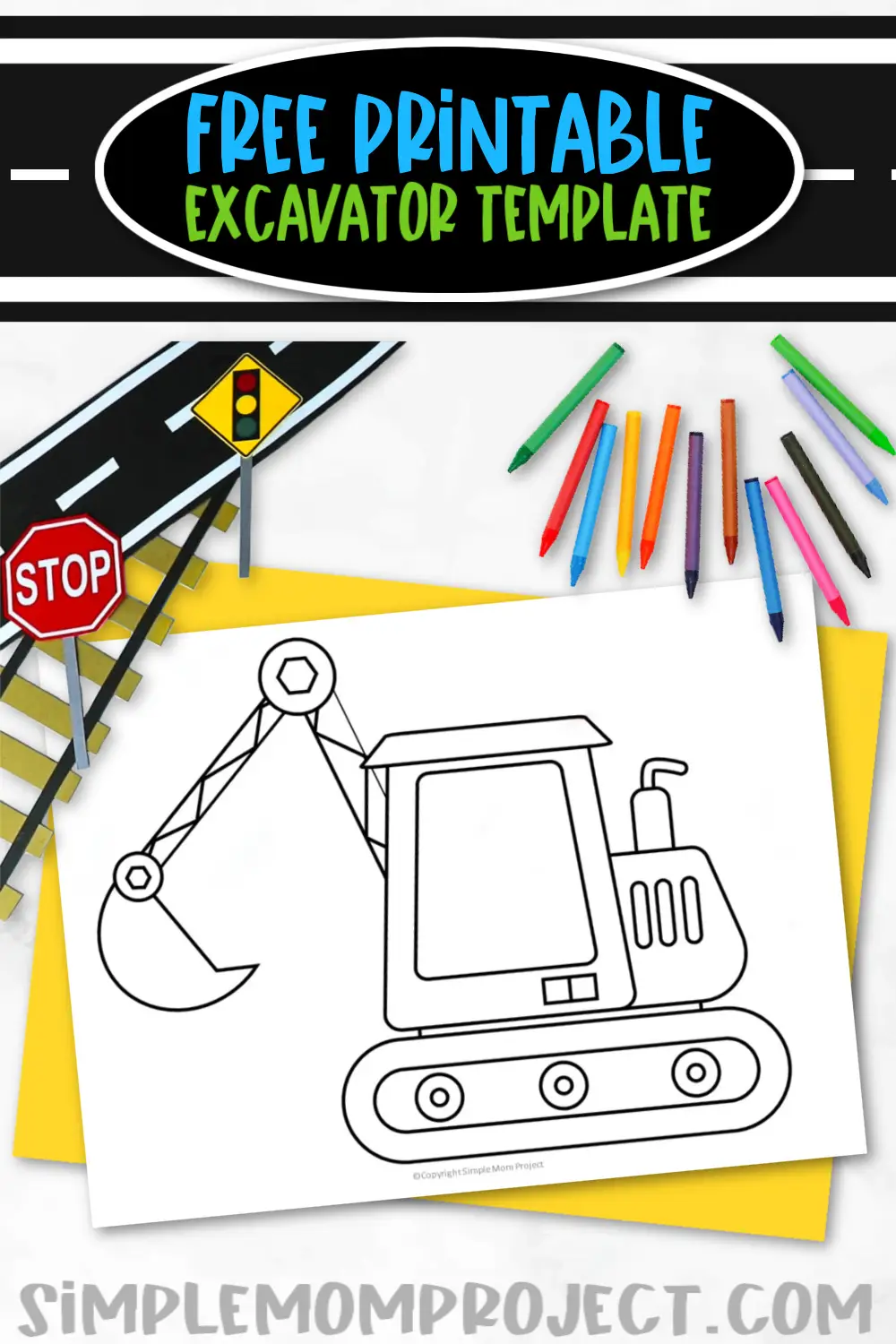Printable Excavator Template for Kids Community Helper Crafts Vehicle Crafts Transportation Crafts Elementary, Kindergarten, Preschool 3