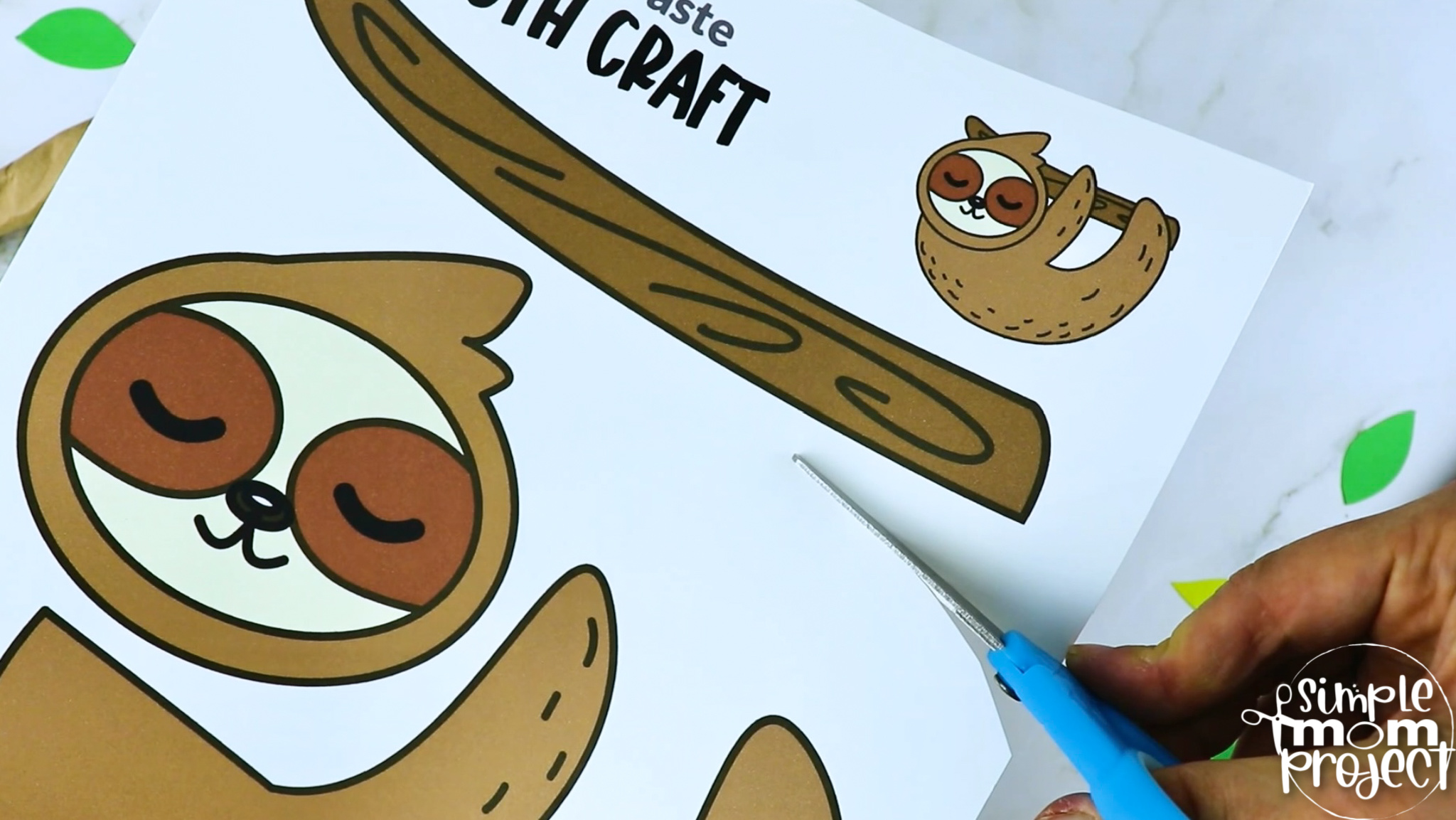 Printable Sloth Craft Template Simple Mom Project