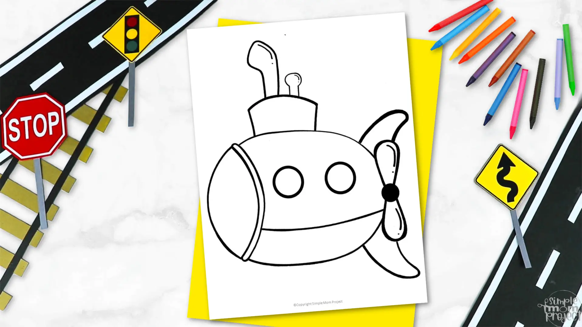 Printable Submarine Template for Kids Community Helper Crafts Vehicle Crafts Transportation Crafts Elementary, Kindergarten, Preschool 2