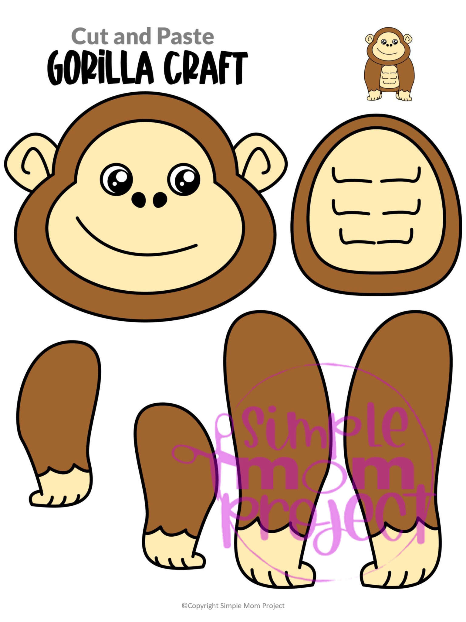 Printable Gorilla Craft Template – Simple Mom Project