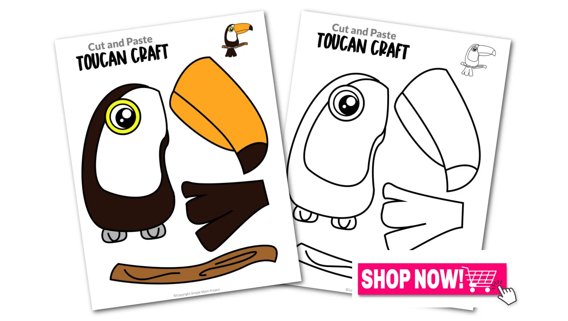 Printable Toucan Craft Template for Toddlers, Preschoolers, Kindergarteners and Elementary Kids