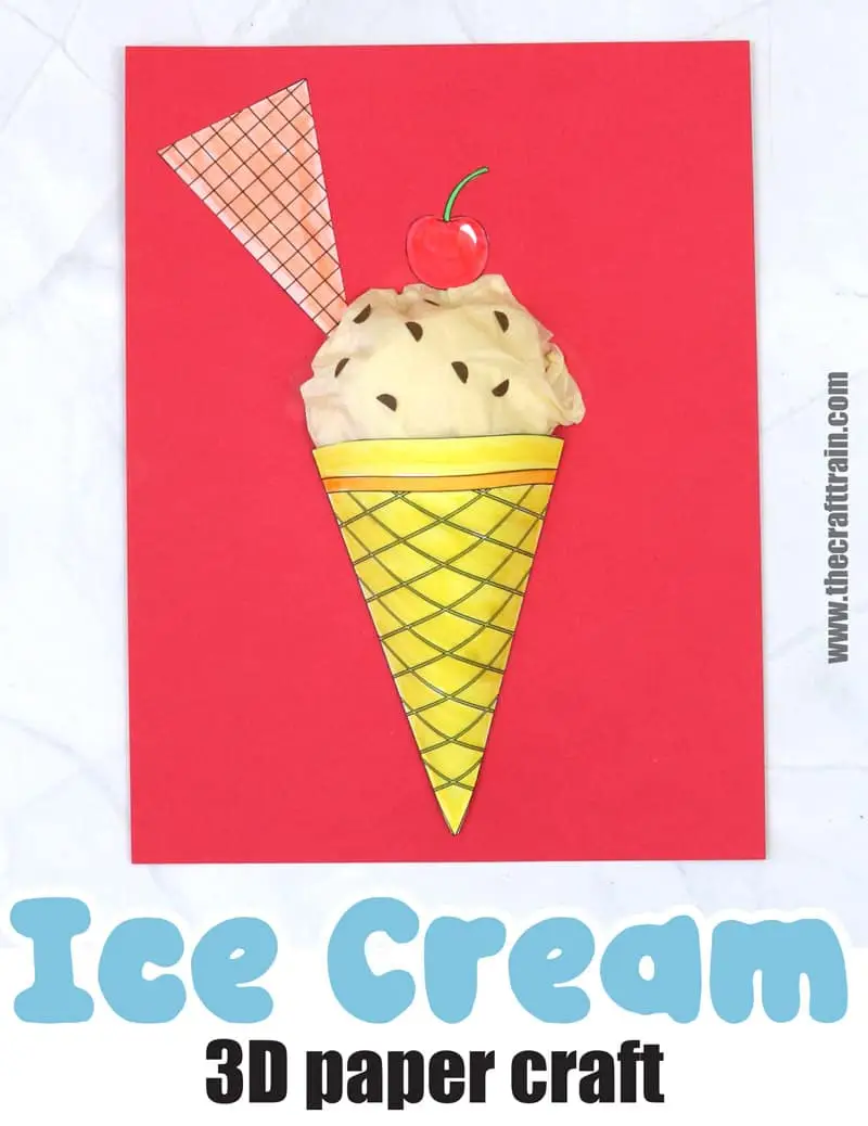 3d Ice Cream Craft for Kids, preschoolers, toddlers, kindergartners, elementary