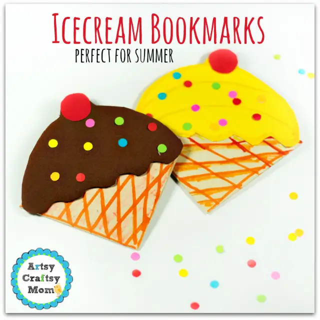 Ice Cream Bookmarks Ice Cream Craft for Kids, preschoolers, toddlers, kindergartners, elementary