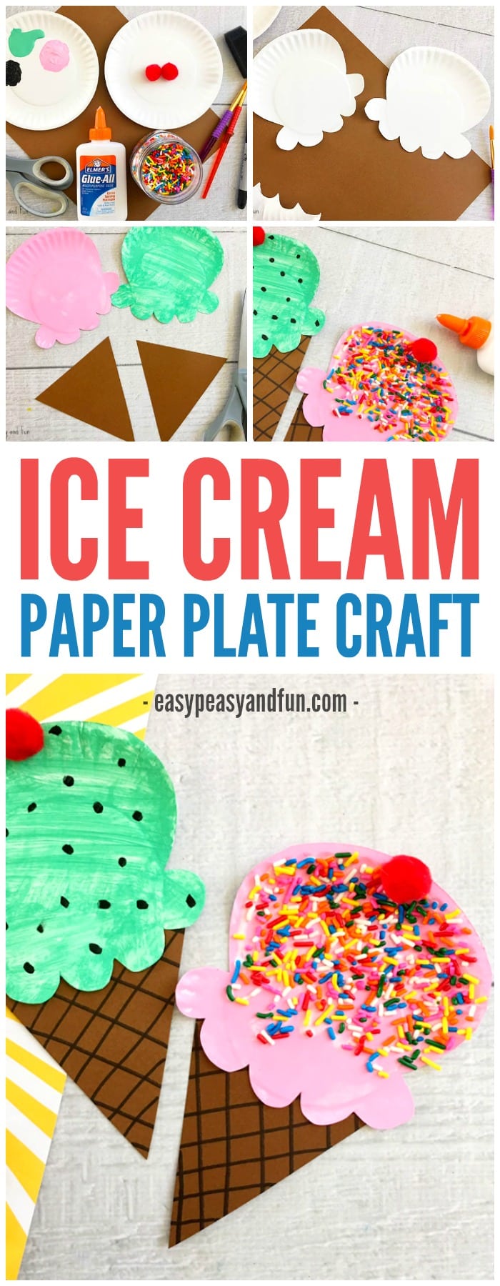 Sponge Painted Ice Cream Cone Summer Art Project - Fantastic Fun & Learning