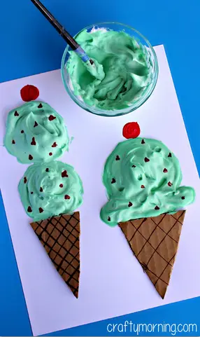 Puffy Paint Ice Cream Craft for Kids, preschoolers, toddlers, kindergartners, elementary 2